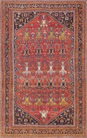 Antique Bakhtiari Rust/Navy Rug, 13' 8" X 22' 2"