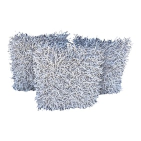 Set of 3 Light Gray Shag Pillows