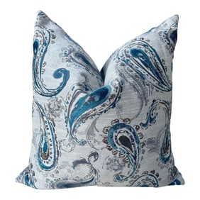 D.VKap Silver Gray/Teal Paisley Throw Pillow