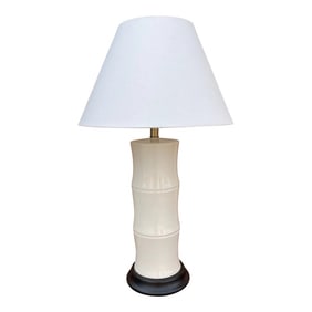 Crackle Glazed Ceramic Bamboo Table Lamp W/Shade