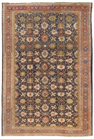 Antique Sultanabad Navy/Rust Rug, 10' 0" X 14' 7"