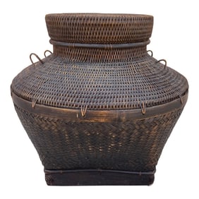 Handcrafted Tribal Woven Lidded Basket
