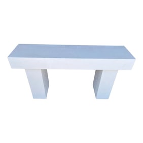 Vintage Postmodern White Textured Plaster Console Table