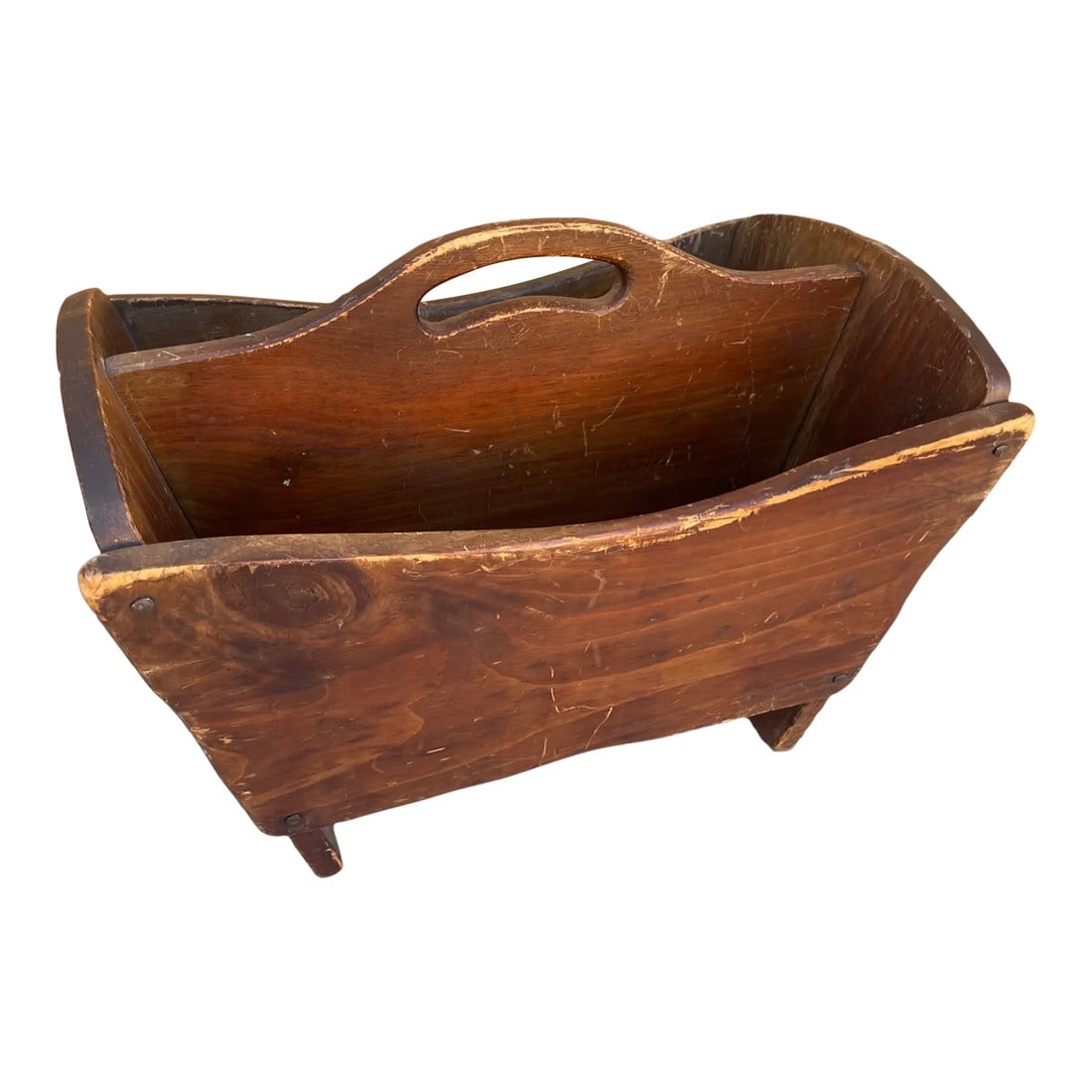 Antique Rustic European Wood Magazine Rack (1 of 8)