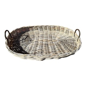 Large Rustic European Woven Wicker Tray