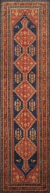 Pasargad Home Vintage Malayer Navy/Rust Runner, 4' 0" X 14' 0"