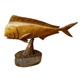 Vintage Carved Wood Maui Maui Fish Sculpture