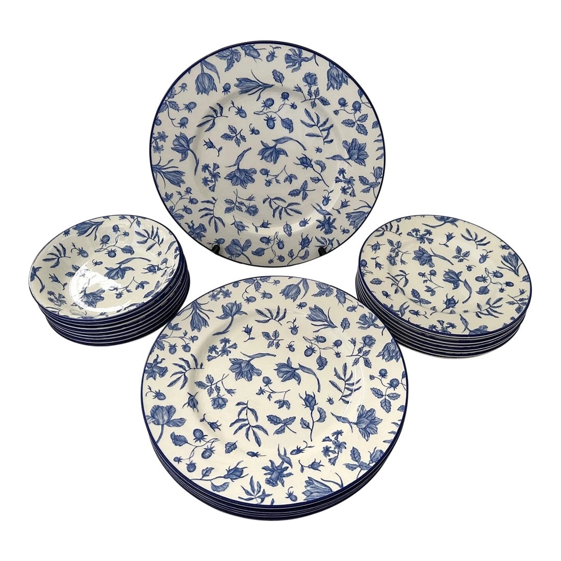 Royal Stafford Blue & White Floral Dinnerware-A Set: Vintage Spring Garden by Royal Stafford, Product of Crate & Barrel Beautiful blue and white floral pattern that would look amazing with solid blue accent pieces. I have other blue and white sets in my