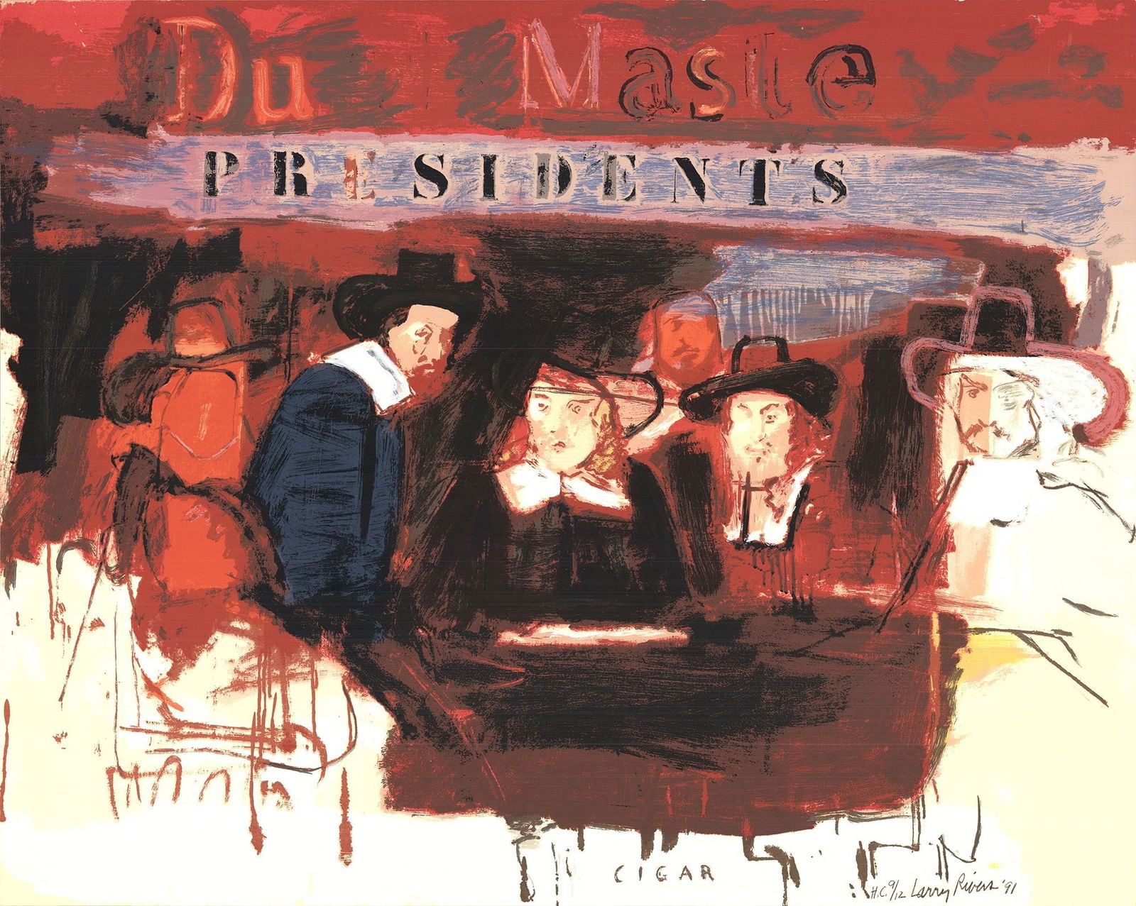 Larry Rivers - Dutch Masters - 1991 Mixed Media - SIGNED 32" x 40": Title: Larry Rivers - Dutch Masters - 1991 Mixed Media - SIGNED 32" x 40" Artist: Larry Rivers Additional Info: Dutch Masters Description: "Dutch Masters" by Larry Rivers, 1991 Signed Mixed Media. Pap