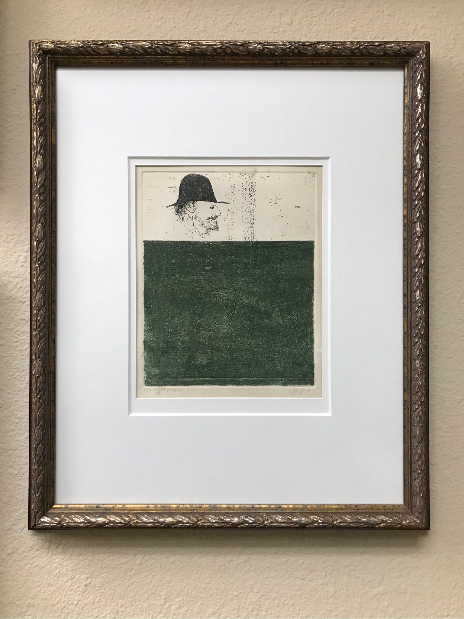 Leonard Baskin Original Color Etching Pencil Signed numbered framed: Title: Leonard Baskin Original Color Etching Pencil Signed numbered framed Artist: Leonard Baskin Description: Artist: Leonard Baskin Country: USA Title: Ezra Pound - it is pitiable Medium: Original C