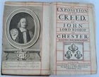 1692 EXPOSITION of the CREED by John Pearson antique FOLIO in ENGLISH theology: Title: 1692 EXPOSITION of the CREED by John Pearson antique FOLIO in ENGLISH theology Description: Pearson, John, Bishop of Chester (1613-1686) An Exposition of the Creed... London, 1692 The Sixth Edi