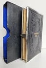 1880s HYMNAL in GERMAN antique DECORATIVE LEATHER BINDING w/ METAL EDGES: Title: 1880s HYMNAL in GERMAN antique DECORATIVE LEATHER BINDING w/ METAL EDGES Description: Protestant hymnal in German EVANGELISCHES GESANG-BUCH Elberfeld; n.d. (c. 1880s) Original decorative blind-
