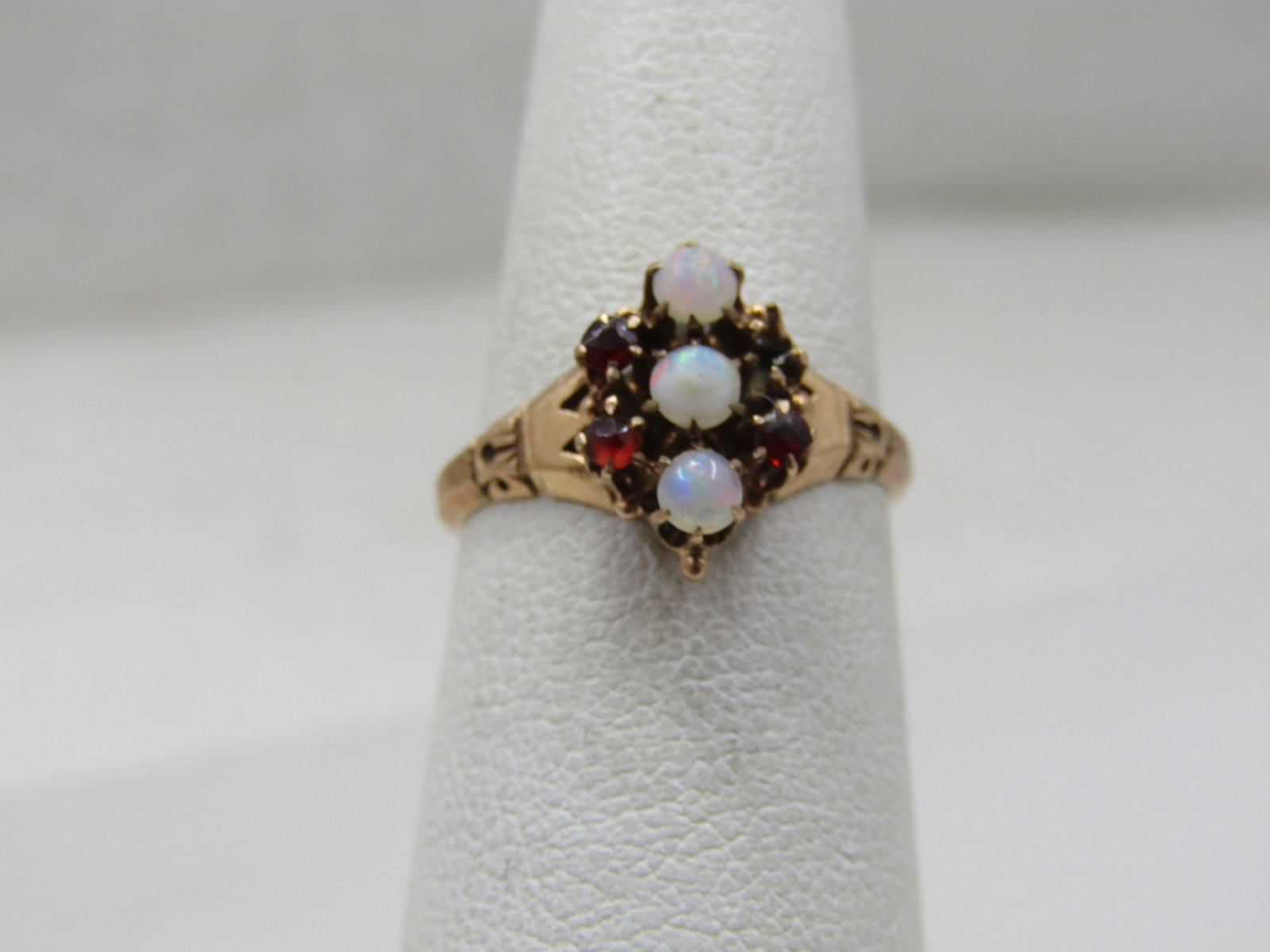 Vintage 10kt Opal & Tourmaline Victorian Ring, Sz. 5.5 (1 of 9)