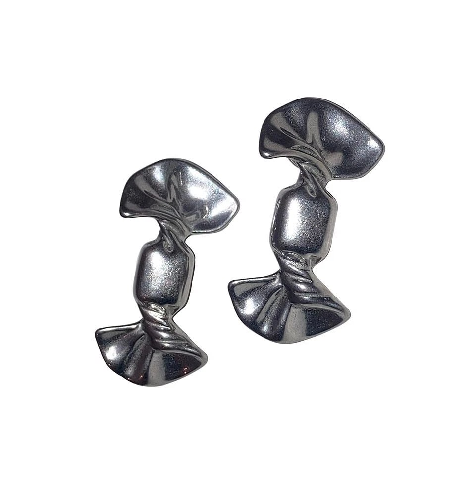 Alexander Wang Twisted Candy Wrapper Stainless Steel Earrings: Title:Alexander Wang Twisted Candy Wrapper Stainless Steel Earrings Description:Alexander Wang Twisted Candy Wrapper Stainless Steel Earrings. Earrings measure 1 3/4" long and 3/4" wide. Post earrings