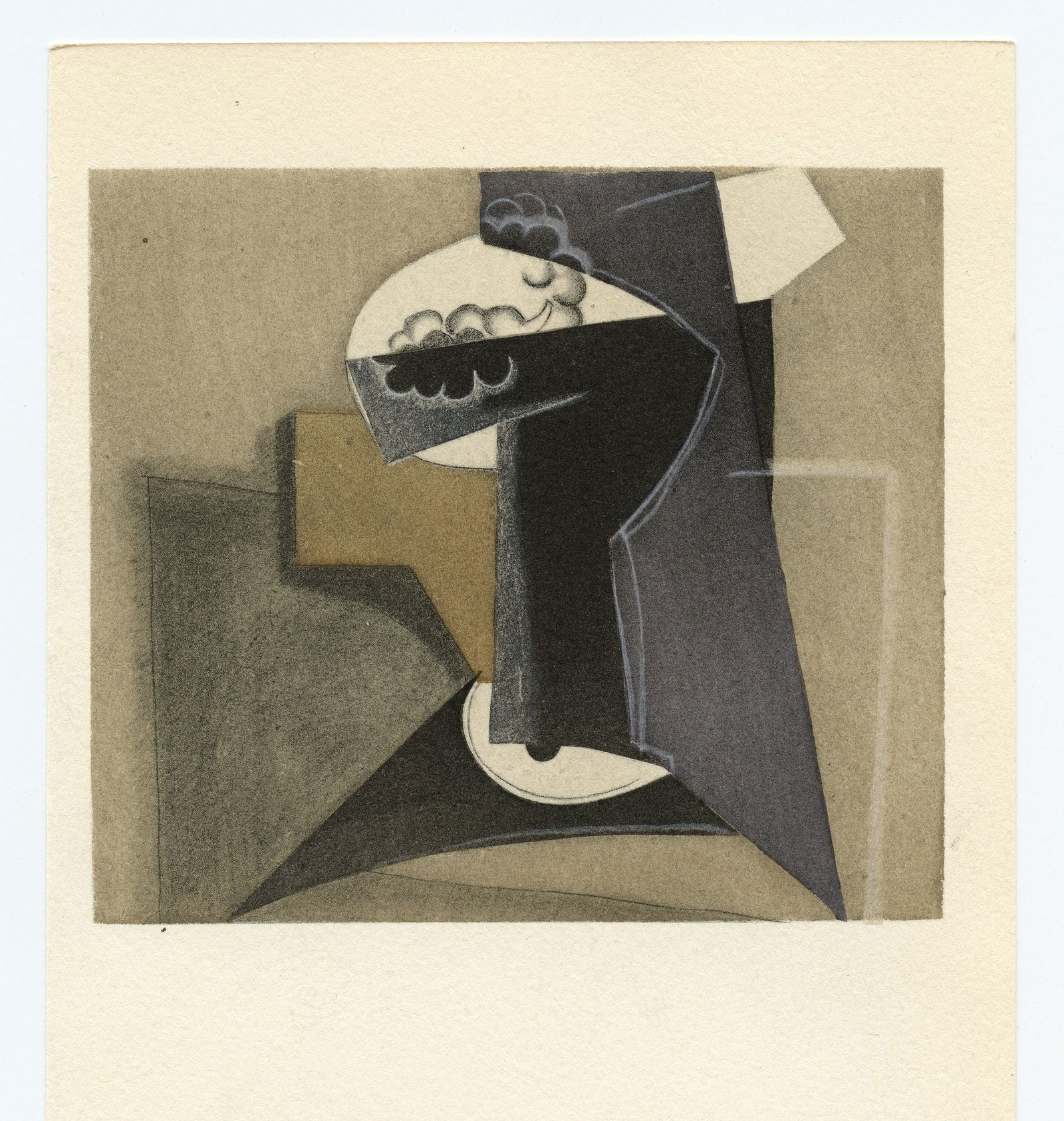 Henri Laurens pochoir "Le compotier de raisins": Title: Henri Laurens pochoir "Le compotier de raisins" Description: Medium: pochoir (after the watercolor and collage). Printed in Paris by the atelier of Daniel Jacomet, and published in 1955 by Hein