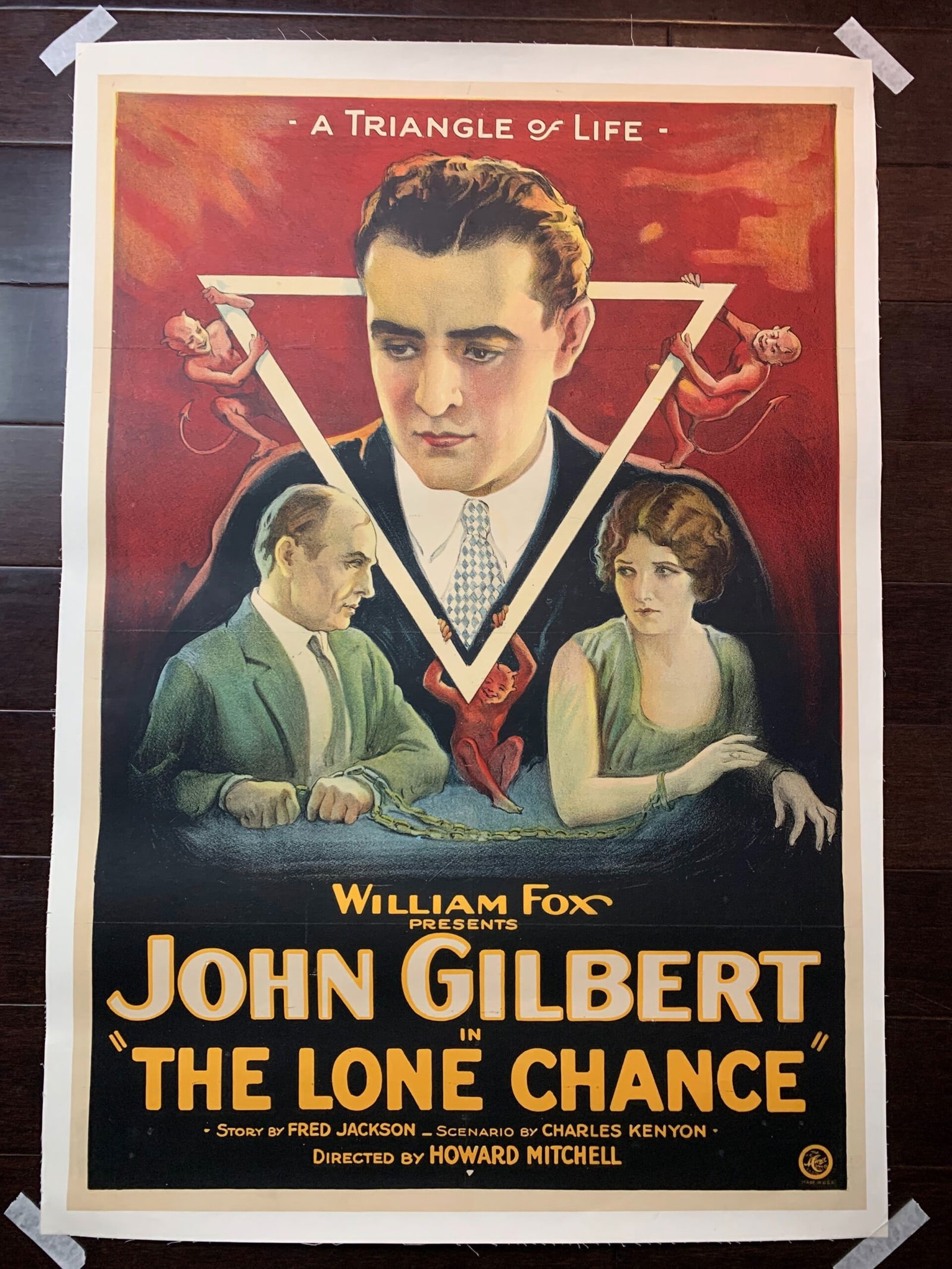The Lone Chance - John Gilbert (1924) 27.5x40 US One Sheet Silent Movie Poster LB: The Lone Chance - John Gilbert (1924) 27.5x40 US One Sheet Silent Movie Poster LB, Please refer to the attached photos to determine the condition of this original vintage item. Note: LB means Linen Ba