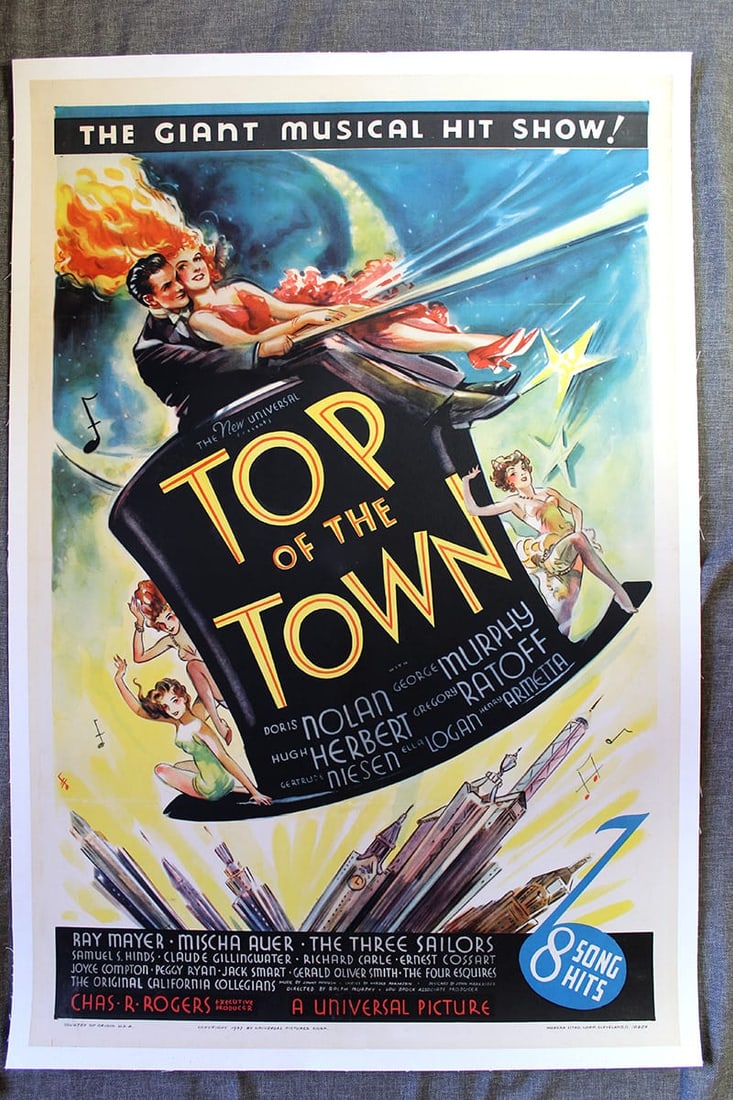 Top Of The Town (1937) US One Sheet Movie Poster LB: Top Of The Town (1937) US One Sheet Movie Poster LB, Please refer to the attached photos to determine the condition of this original vintage item. Note: LB means Linen Backed. Ready for you to frame!