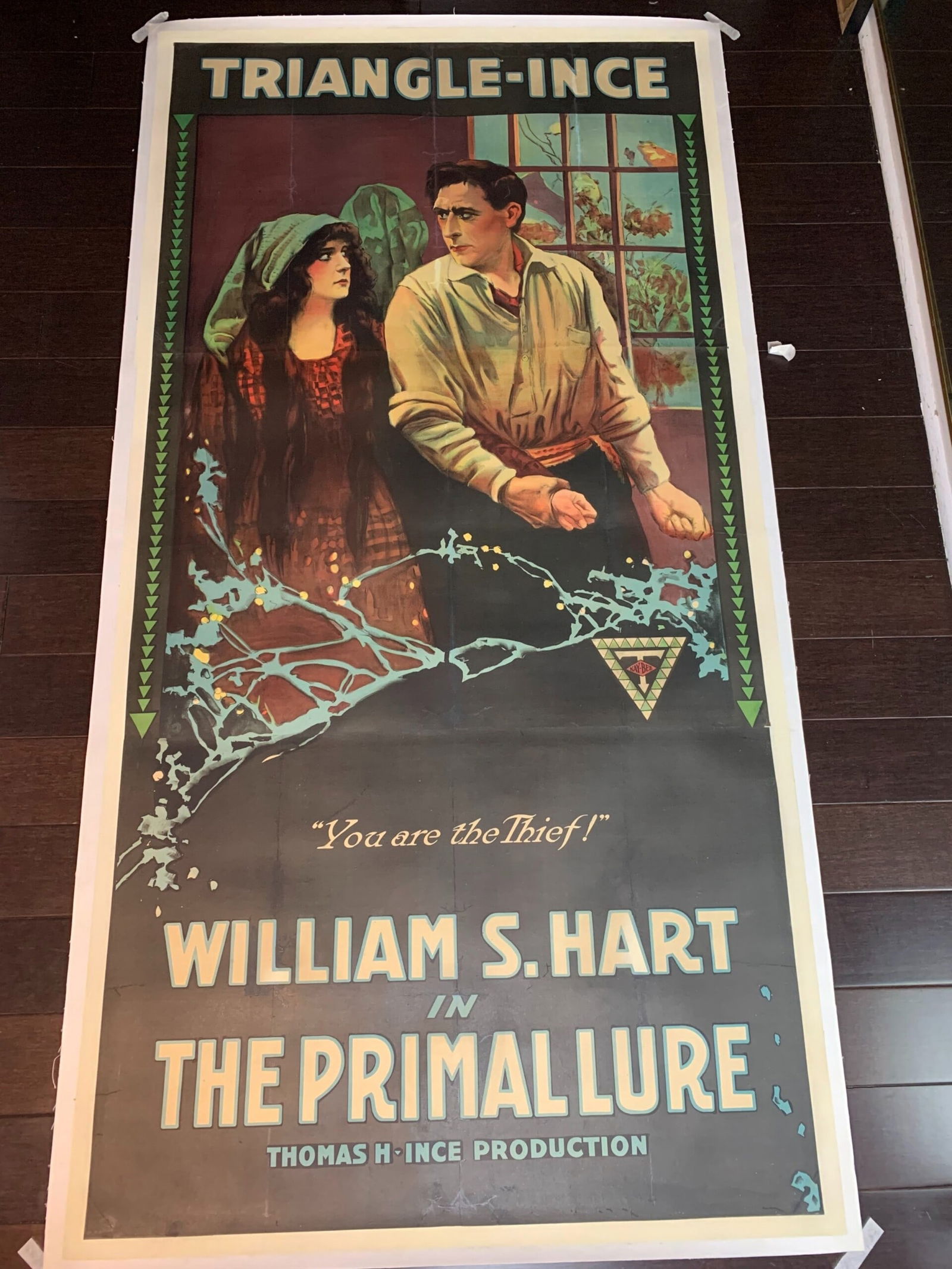 The Primal Lure - William S. Hart (1916) 41x80.5 US Silent Movie Poster LB: The Primal Lure - William S. Hart (1916) 41x80.5 US Silent Movie Poster LB, Please refer to the attached photos to determine the condition of this original vintage item. Note: LB means Linen Backed. R