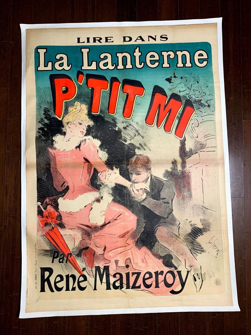 P'Tit Mi - Art By Cheret (1888) 34.6x49.2 French Theater Poster LB: P'Tit Mi - Art By Cheret (1888) 34.6x49.2 French Theater Poster LB, Please refer to the attached photos to determine the condition of this original vintage item. Note: LB means Linen Backed. Ready for