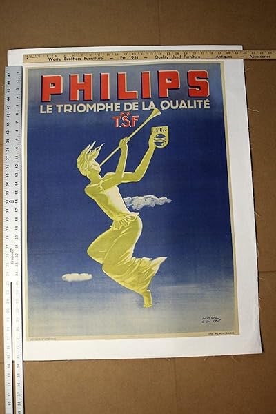 Philips Le Tromphe - Art By Paul Colin (1945) French Olympic Poster LB: Philips Le Tromphe - Art By Paul Colin (1945) French Olympic Poster LB, Please refer to the attached photos to determine the condition of this original vintage item. Note: LB means Linen Backed. Ready