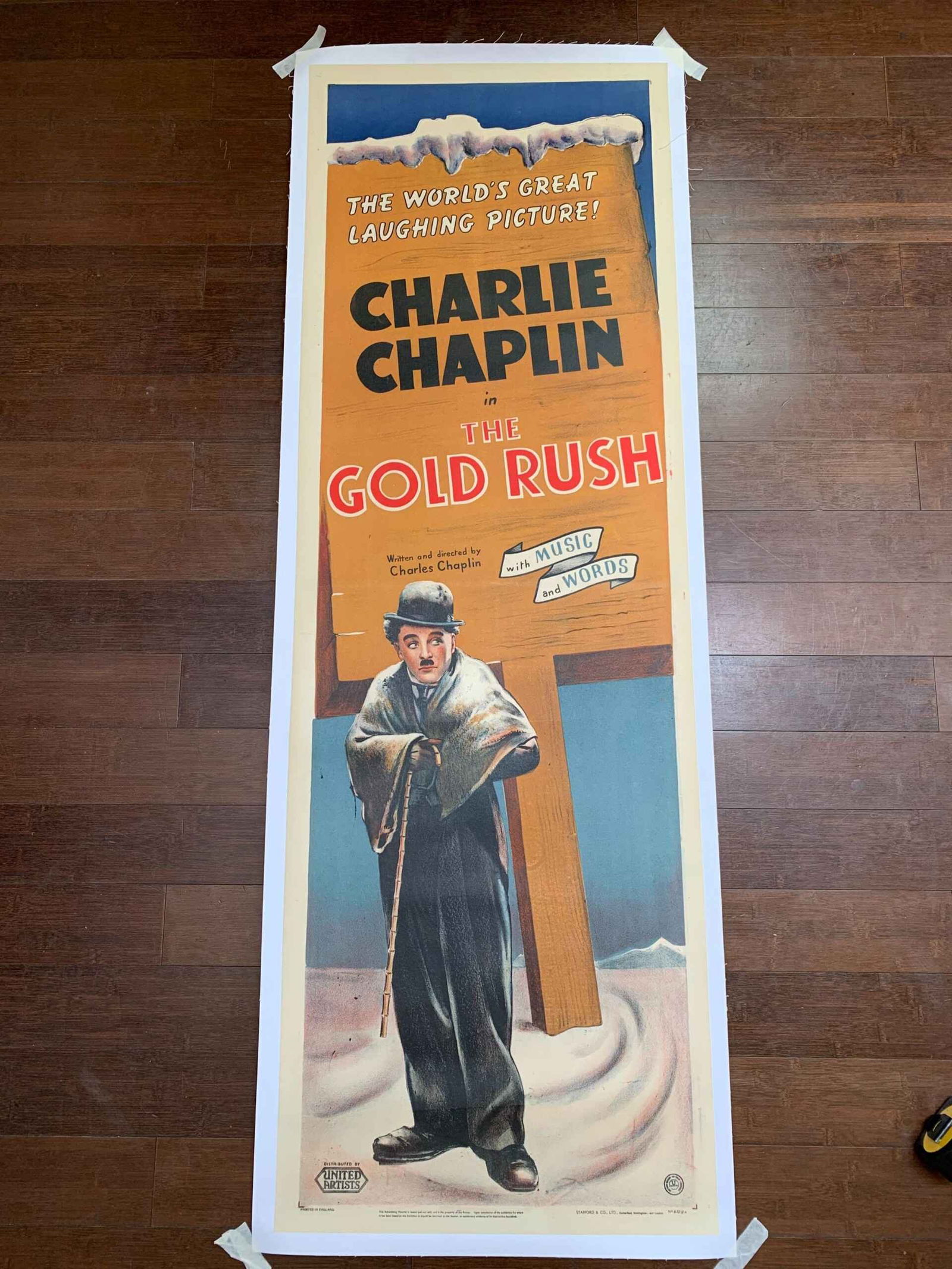Gold Rush - Charlie Chaplin (1942) 20x59.75 UK Door Panel Movie Poster LB: Gold Rush - Charlie Chaplin (1942) 20x59.75 UK Door Panel Movie Poster LB, Please refer to the attached photos to determine the condition of this original vintage item. Note: LB means Linen Backed. Re