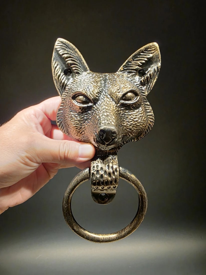 Antique Brass Cast Iron Fox Head Door Knocker (1 of 10)