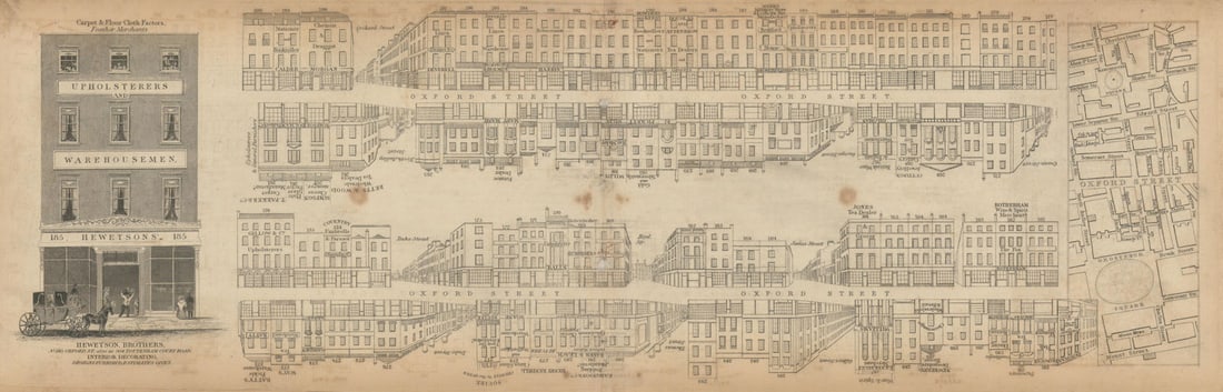 Tallis London Street View #48 Oxford Street (#2, West) 1839 old antique map: [Part 48] Oxford Street (Section 2, West) [Cross streets: Orchard Street, Duke Street, Bird Street, James Street, [Gee's Court - St. Christopher's Place, Gilbert Street, Thomas Street (Binney Street),