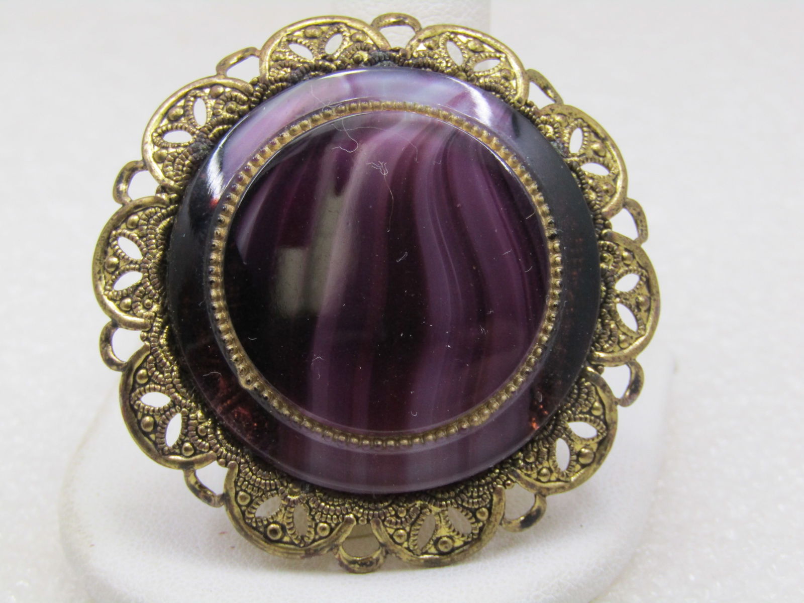 Vintage Purple Porphyry Glass Brooch, West Germany, Mid-Century, (1 of 5)