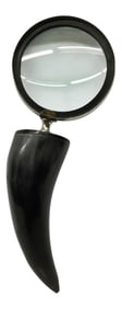 Horn & Silver Handle Convex Desk Magnifier