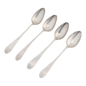 Set Four American Coin Silver Bird Back Tea Spoons by Anthony Simmons (1795-1808)