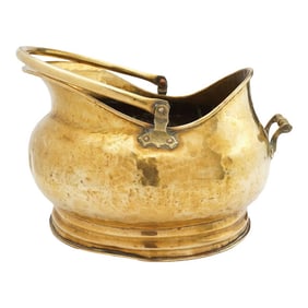 English Brass Helmet Form Coal Hod, 1800's