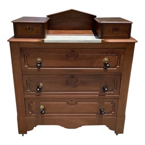 Late 19th Century Antique Victorian Dresser Marble Top and 2 Glove Drawers