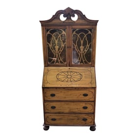 Vintage Secretary With 3 Drawers and Shelves on Top