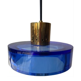 Sapphire Blue Seguso Glass Pendant, Unwired