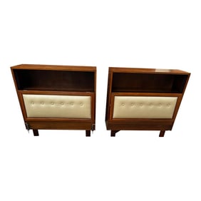 George Nelson for Herman Miller MCM Walnut and Leather Twin Headboards