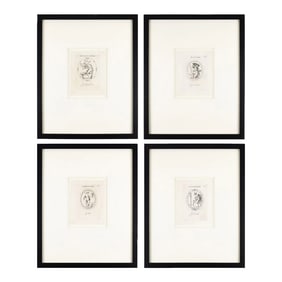 Set of Four Roman Intaglio Engravings by Leonardo Agostini, 1685-1793