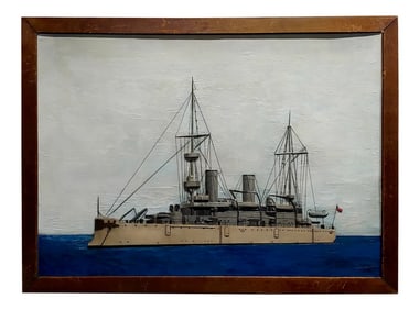 Lloyd Thomas -Uss Olympia - 1895 Navy Ship - Oil Painting
