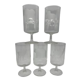 Mid Century Georg Jensen Etched Wildlife Glasses Set of 5