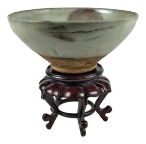 Chinese Junyao Style Oxidized Copper Pottery Bowl
