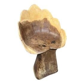 1970s Wooden Carved Leaf Chair