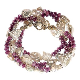 White Pearl and Ruby Necklace