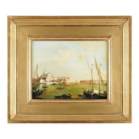 Oil on Canvas View of San Giorgio Maggiore, Venice, C. 1800's