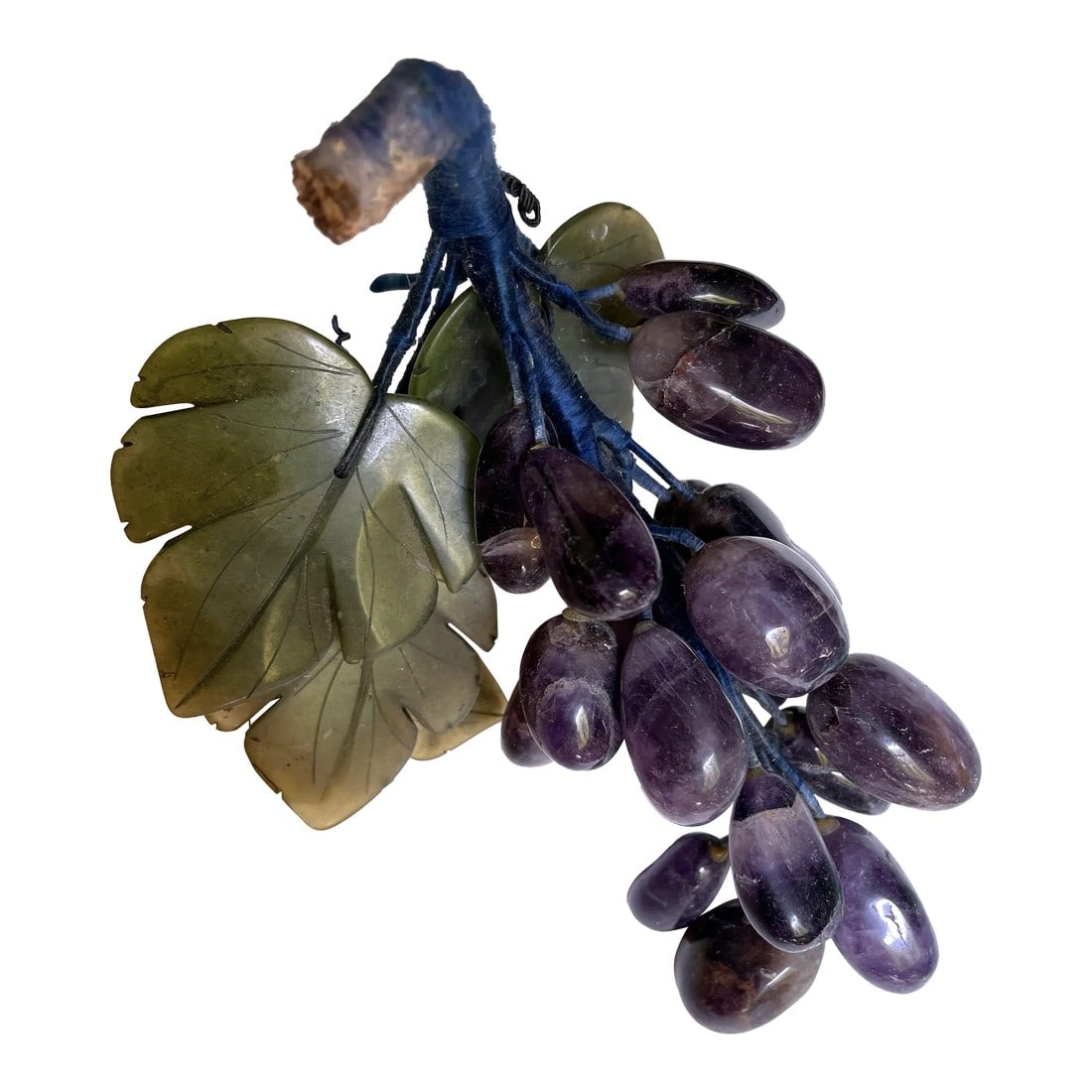 Mid 20th Century Asian Amethyst Carved Grape Bunch Cluster Jade Leaves (1 of 11)
