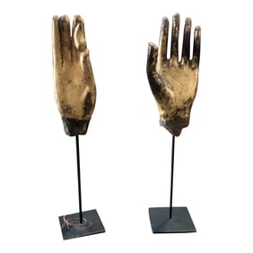 Pair of 19th Century Gilt Hands From Myanmar