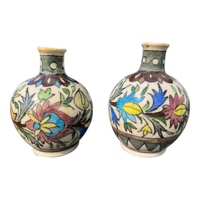 19th Century Arabian Pottery Spice Jars - a Pair
