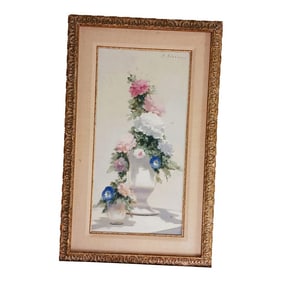 Andre Gisson Listed Vintage Floral Oil Painting Impressionist Peonies