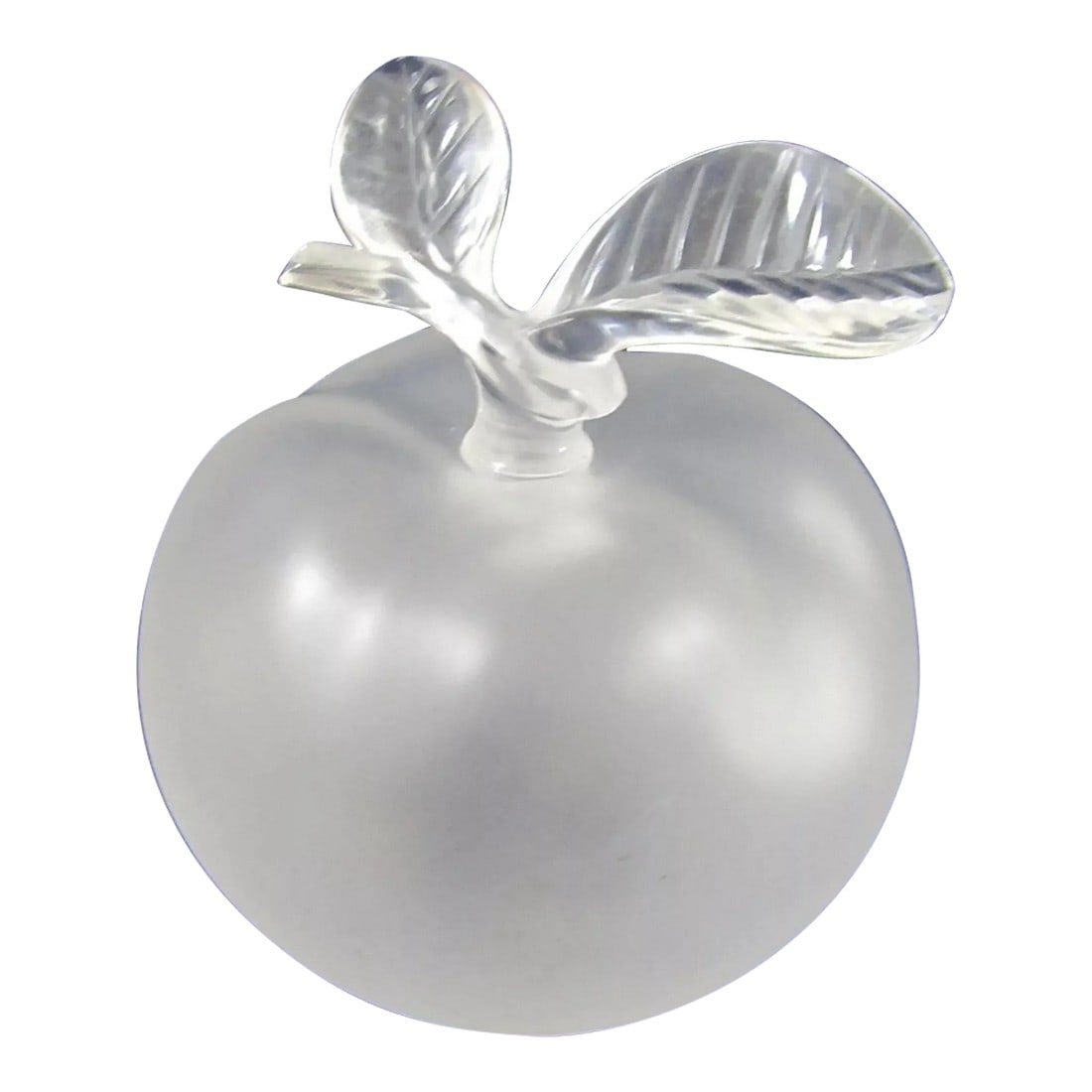 1960s Lalique Nina Ricci Grande Pomme Crystal Apple Perfume Bottle: Stunning Lalique Nina Ricci Grande Pomme Crystal 5.75" Apple Perfume Bottle Beautiful frosted glass apple perfume bottle in excellent condition. Made in France in the 1950's. "Lalique France" written