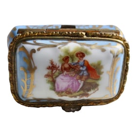 Limoge Enamel Porcelain Ring Box for Calvaire Circa 50s