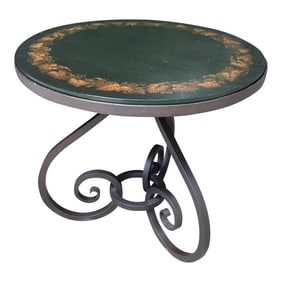 1990s Wrought Iron Brunschwig & Fils Hand Painted Accent Table