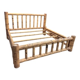 1970s King Size Elephant Bamboo Complete Bed Frame